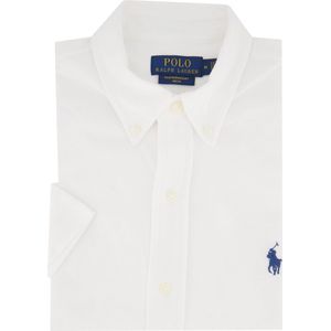 Polo Ralph Lauren Overhemd Korte Mouw - Wit - Effen - 100% Katoen