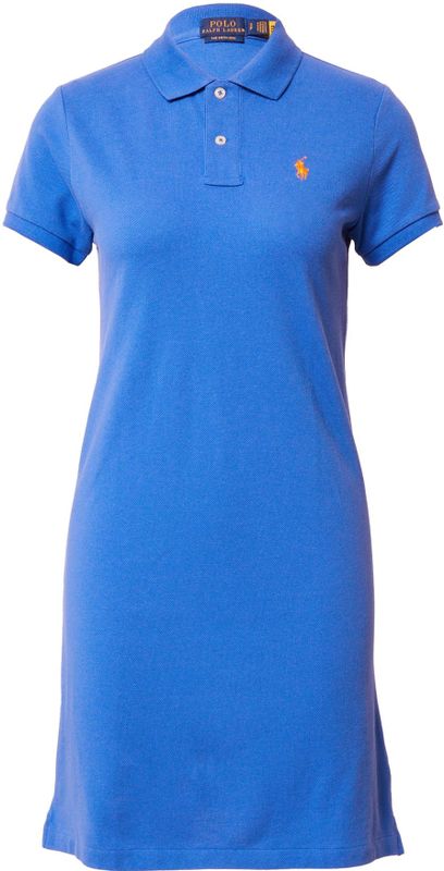 Polo Ralph Lauren - Korte Mouw Jurk - Blauw - Kraag - Knoopsluiting - Rechte Pasvorm