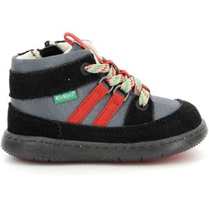 Kickers Unisex Kid's Kickbubblo enkellaars, Noir Rouge, 3 UK Child