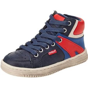 Kickers Lowell Sneakers, uniseks, voor kinderen, grijs, zwart, geel, 24 EU