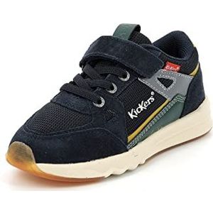Kickers Kifujin, sneakers voor jongens, marineblauw groen geel, 35 EU