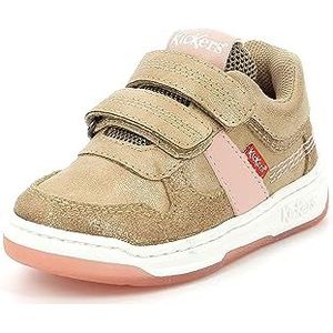 Kickers Kalido, uniseks kindersneakers, Beige roze glitter