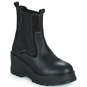 Boots met sleehak, in leer, Kick Wag KICKERS. Leer materiaal. Maten 40. Zwart kleur