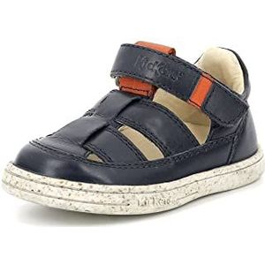 KICKERS Tractus, uniseks sandalen voor kinderen, marineblauw/oranje, 21 EU