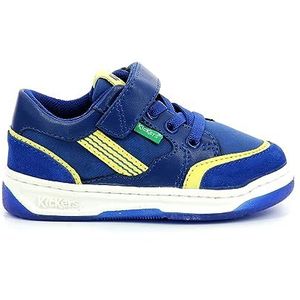 Kickers Uniseks Kouic sneakers voor kinderen, marineblauw geel, 23 EU