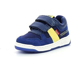 Kickers Kalido, uniseks gymschoenen voor kinderen en jongens, blauw marine geel, 26 EU