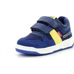 Kickers Kalido uniseks gymschoenen voor kinderen en jongens, Blue Marine Jaune, 35 EU