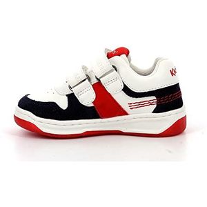 Kickers Kalido Sneakers voor kinderen, uniseks, wit, marineblauw, rood, 31 EU