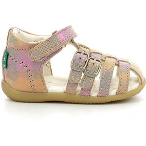 Sandalen in leer Bigkro, klittenband KICKERS. Leer materiaal. Maten 21. Roze kleur