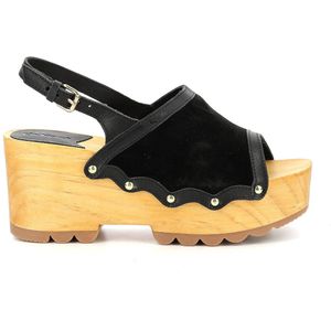 Klompen met houten hak Kick Wedge Wood KICKERS. Leer materiaal. Maten 39. Zwart kleur