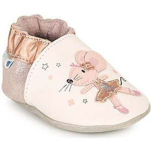 Robeez Dancing Mouse pantoffels voor meisjes, wit, roze, glitter, 21 EU