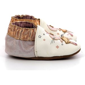 Robeez Dancing Mouse pantoffels voor meisjes, wit, roze, glitter, 23 EU