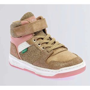 Kickado - Hoge Sneakers - Beige - Goud - Glitterroze - Synthetisch