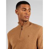 Polo Ralph Lauren - Trui - Kastanje Kleur - Wol - Halve Rits met Borduursel