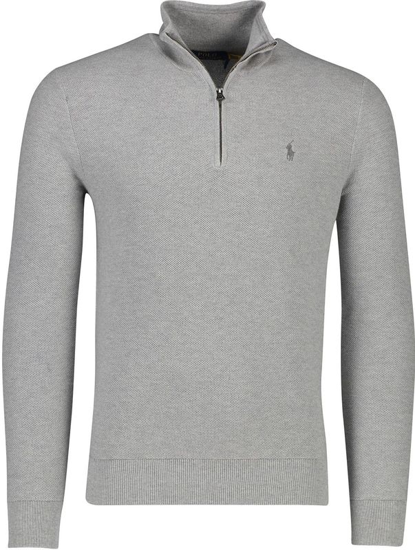 Polo Ralph Lauren - Mesh-Knit Quarter-Zip Jumper - Grijs - Katoen