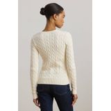Ralph Lauren - Kabel Gebreide Trui - Beige - Gekamd Katoen - Slim Fit