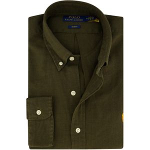 Polo Ralph Lauren - Casual Overhemd - Legergroen - Linnen - Slim Fit
