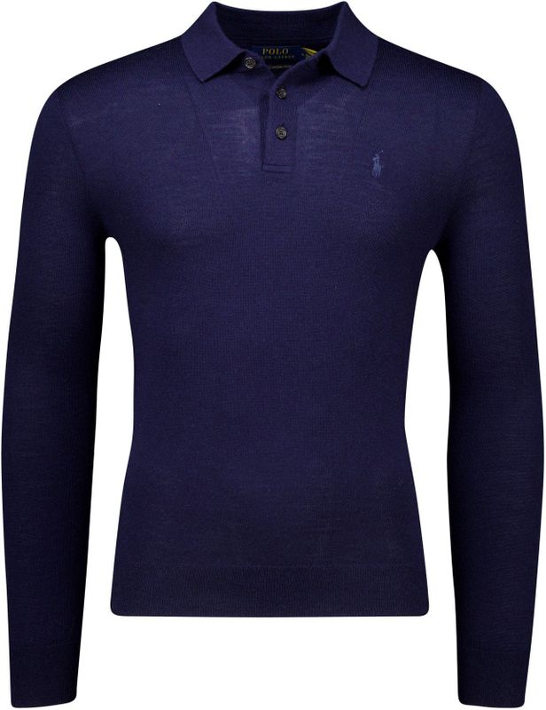 Polo Ralph Lauren - Trui - Marineblauw - Merinoswol - Knoopsluiting