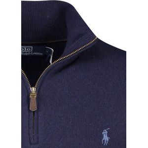 Polo Ralph Lauren - Trui - Marineblauw - Wol - Halve Rits - Geborduurd Logo