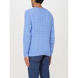 Kabeltrui - Medium Blue - Katoen - Ronde Hals - Lange Mouwen