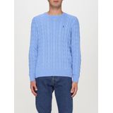 Kabeltrui - Medium Blue - Katoen - Ronde Hals - Lange Mouwen