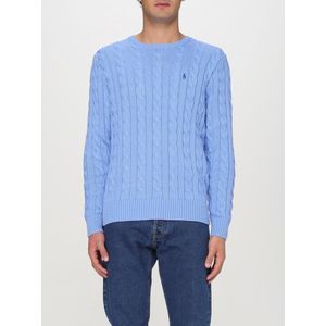 Kabeltrui - Medium Blue - Katoen - Ronde Hals - Lange Mouwen