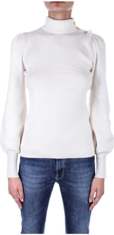 Ralph Lauren - Vesten - Beige - Trui met Opstaande Kraag en Knoopdetails