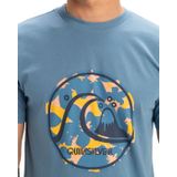 Quiksilver - Evo Bubble Wrapped - T-shirt - Blauw - 100% Biologisch Katoen