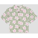 ROXY - SALTY SUN - Functioneel Shirt - Kiwi/Lichtroze/Wit - Jersey, Bloemenprint, Knoopsluiting