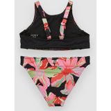 ROXY Badpak 'Active'  antraciet / mintgroen / rosa / lichtrood