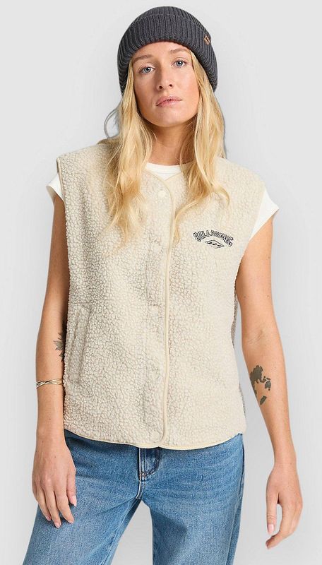 Billabong - Be Happy Vest - Mouwenloos Fleece - Wit - Voor Dames