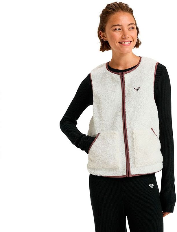 Roxy - Waves Of Warmth Easy Vest - Fleecejack - Wit