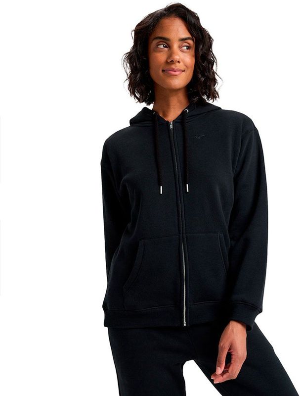 Roxy - Surf Stoked - Zipped Brushed Trui - Zwart - Met Capuchon