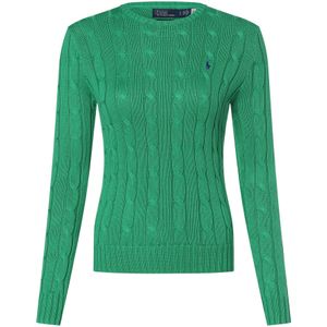 Polo Ralph Lauren, Truien, Dames, Groen, S, Katoen, Groene Preppy Sweater met Geborduurde Pony