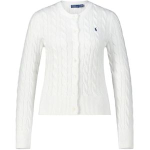 Cardigan met ronde hals, in kabeltricot POLO RALPH LAUREN. Katoen materiaal. Maten L. Wit kleur