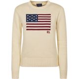 Polo Ralph Lauren - Trui - Beige - Katoen - Amerikaanse Vlagprint