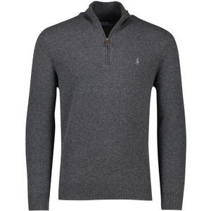 Polo Ralph Lauren - Trui - Grijs - Wol - Halve Rits - Pony Player Borduursel