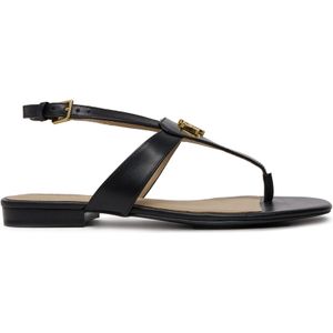 Lauren Ralph Lauren - Everley - Leren Sandalen - Zwart - Plat, Gesp, Casual