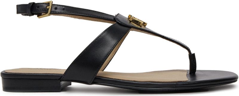 Lauren Ralph Lauren - Everley - Leren Sandalen - Zwart - Plat, Gesp, Casual