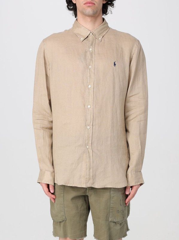 Polo Ralph Lauren - CHEMISE COUPE DROITE EN LIN - Overhemd - Beige - Lange Mouw