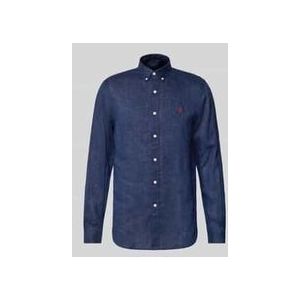 Polo Ralph Lauren - Overhemd - Donkerblauw - 100% Linnen - Slim Fit