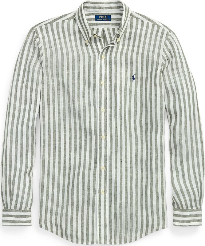 Polo Ralph Lauren - Overhemd - Groen Wit - 100% Linnen - Lange Mouw