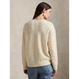 POLO RALPH LAUREN - Damestrui - Blauw - Ronde Hals - Kabeltricot van Wol en Kasjmier