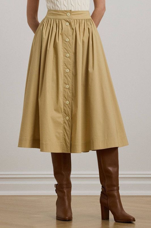 Lauren Ralph Lauren - Midi Rok - Zand - Plooirok