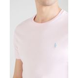 Polo Ralph Lauren, Tops, Heren, Roze, M, Katoen, Geborduurde Slim Fit Katoenen T-shirt