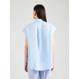 Polo Ralph Lauren - Blouse - Blauw - 100% Linnen - Afgeronde Zoom