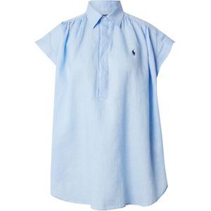 Polo Ralph Lauren - Blouse - Blauw - 100% Linnen - Afgeronde Zoom