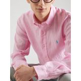 Polo Ralph Lauren - 710873446002 - Overhemd - Roze - 100% Linnen, Lange Mouwen, Custom Fit