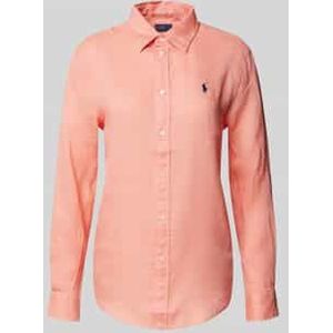 Linnen blouse met labelstitching