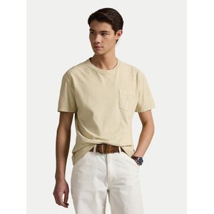 Polo Ralph Lauren - T-shirt - Beige - Katoen - Ronde Hals - Korte Mouwen - Patch Zak